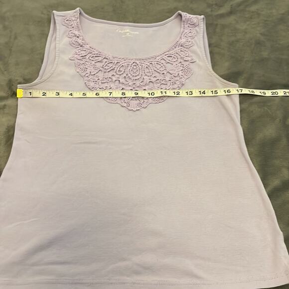Croft & Barrow Size M Sleeveless Knit Top with Lace - Picture 8 of 9
